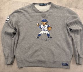 Polo Ralph Lauren Dodgers Polo Bear Fleece Crewneck Sweatshirt Gray XL LA MLB