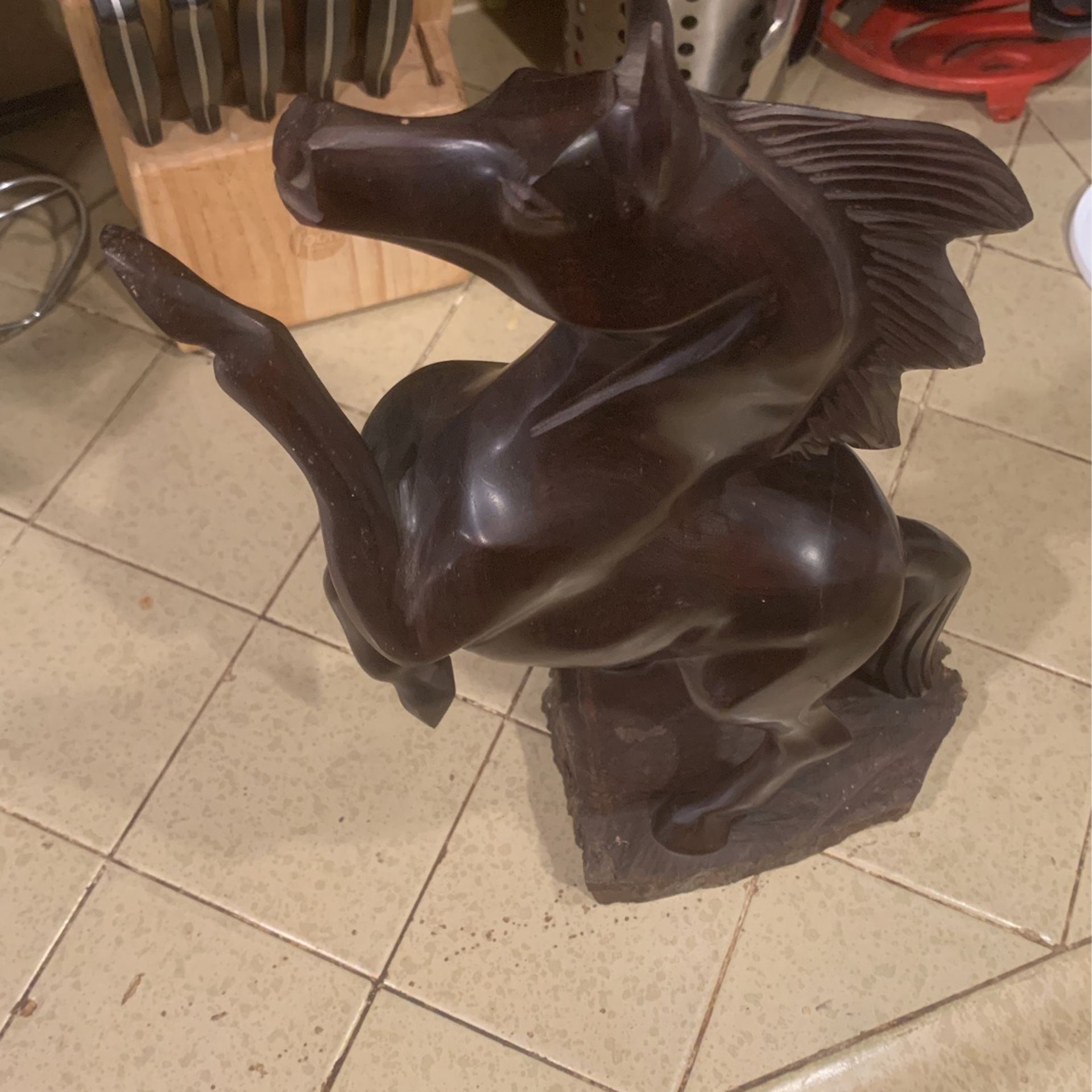 Carved Iron Wood Horse