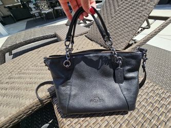 Authentic Black Leathet Coach Purse With Crossbody Strap