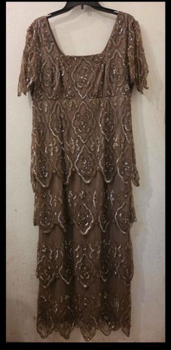 Beaded Sequin Tiered Formal Gown