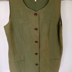 Misses Olive Green Lined Vest Size 14-16