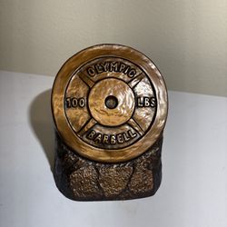 Vintage Niels Andersen Resin Weight Lifting Sculpture Trophy Barbell 100 lbs