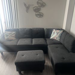 Hommoo L-Shaped Sofa Set, Sectional Sofa Set, Flannel Furniture Sets for Living Room, Sofa Set and Sofas of 4  Seats