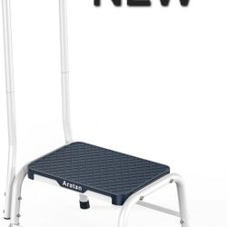 NEW! Step Stool with Handle, Stepping Stool for Adults Elderly Seniors Metal Stools with Handrail with Non-Slip Step Platform Metal Stepping Stool in 