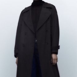 New Zara Belted Water Repellent Trench Rain Coat