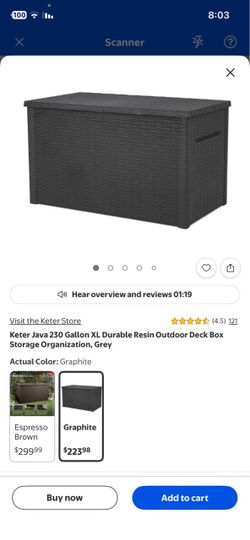 Keter Java 230 Gallon Outdoor Deck Box Graphite