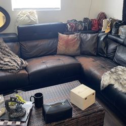 FREE!! Faux Leather, Rustic L-shaped Sectional 