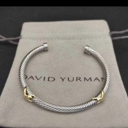 David Yurman 5 Mm Double X Sterling Silver And 18 Kt Gold Cuff. Bracelet 
