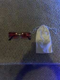Stylish LASPOR Red Rimless Sunglasses – Gently Used