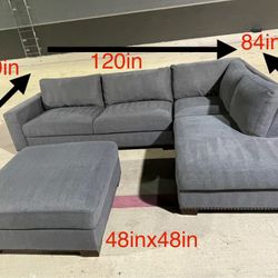 Gray 2pc Thomasville Sectional With Ottoman By Costco (DELIVERY AVAILABLE)