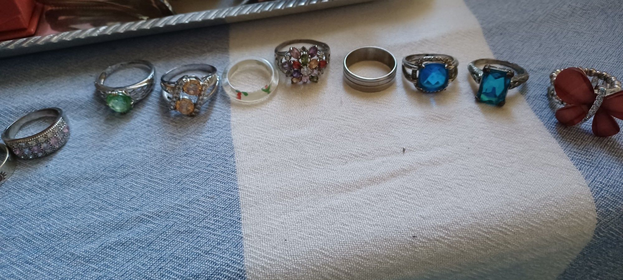 Silver Rings With Glass Stones.10$ Each