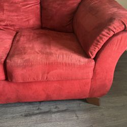 Red Microfiber Sofa Set ( Both) 