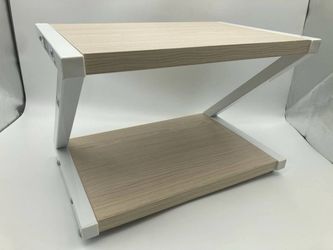 Z-shaped 2-tier Desktop Printer Stand White Storage Shelf High Quality