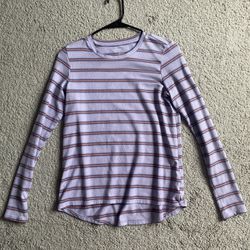 American Eagle Lavender Striped Long Sleeve Shirt Small