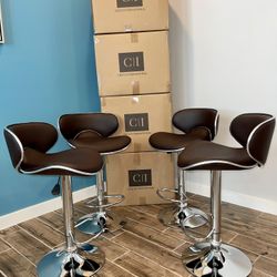 New 4 Brown Bar Stools 