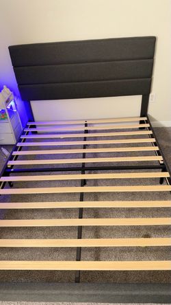 Wayfair Queen sized Gray Upholstered Bed Frame with Padded Headboard