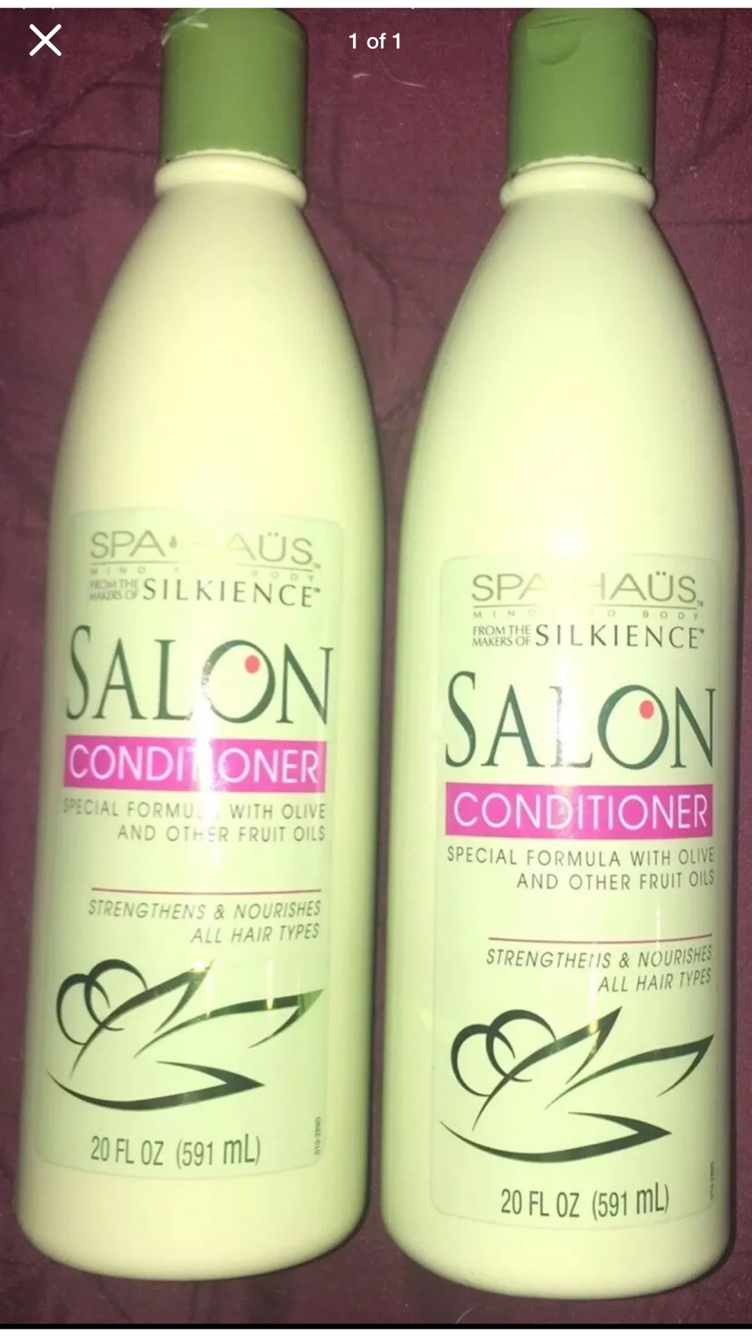 Lot Of 2 Spa Haus Salon Conditioner w/ Olive and Fruit Oils 20 oz Each