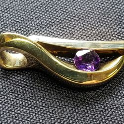 $180, 14k Yellow and White Gold Slide/Pendant with Amethyst