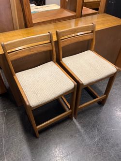Oak Counter Height Chairs with Woven Seats