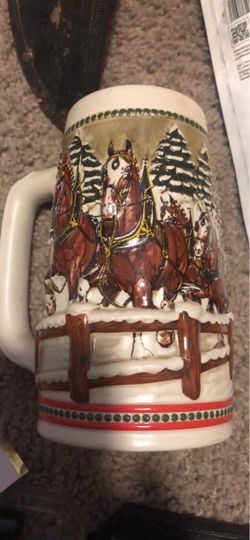 Budweiser Clydesdale Holiday Ceramic Beer Stein