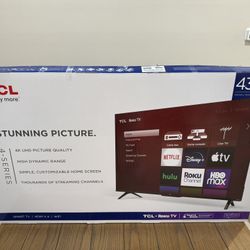 TCL 43’’ Class 4-Series 4K UHD HDR LED Smart Roku TV - 43S455 