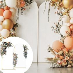 Minetom Set of 2 Metal Backdrop Stand with Wedding Arch Cover, 7.2ft/6ft Balloon Arch Stand for Birthday Party, Baby Shower, Graduation Ceremony,