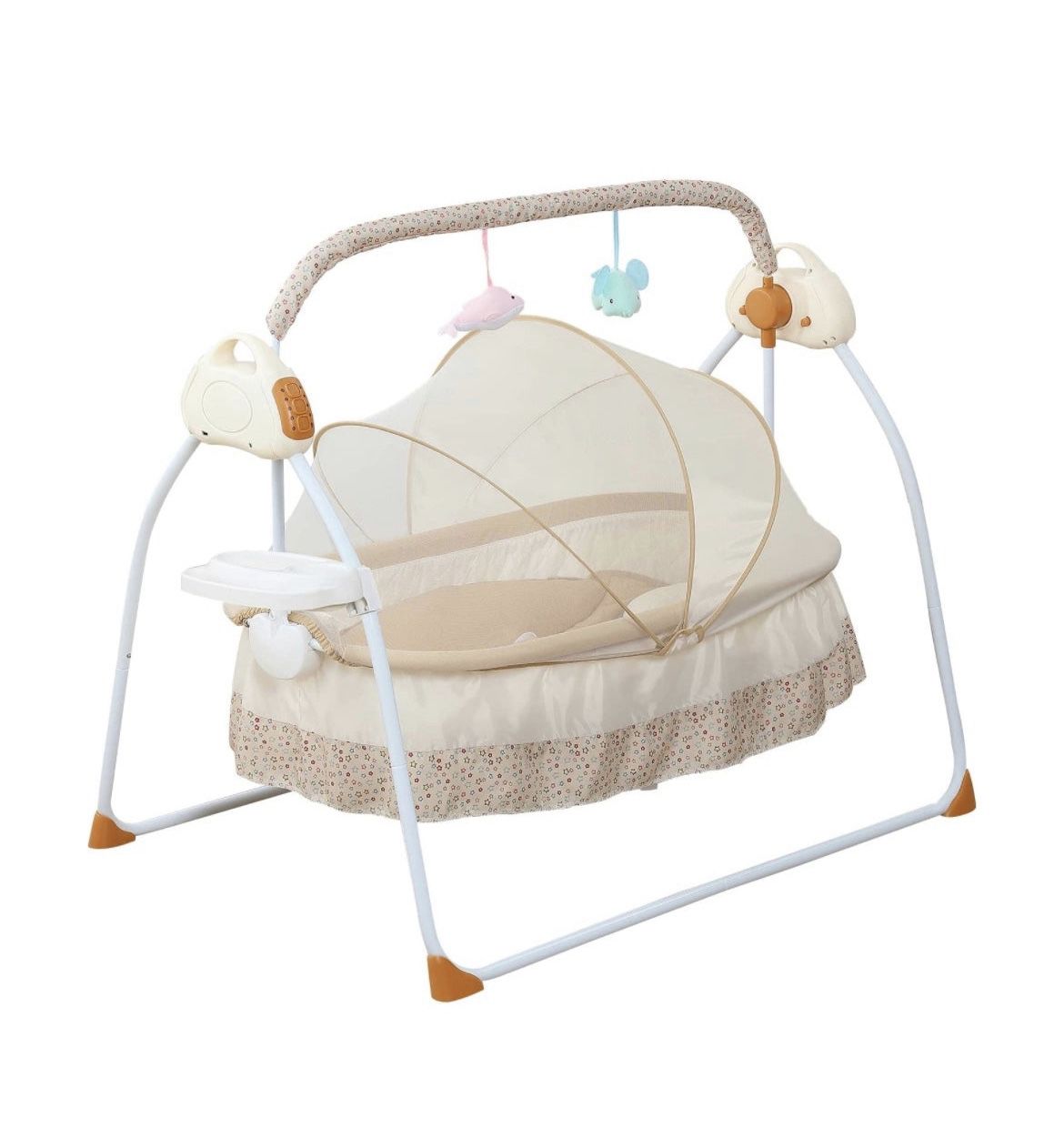 Electric Baby Crib Cradle, 0-18 Months Infant Bed Auto Swing #3732