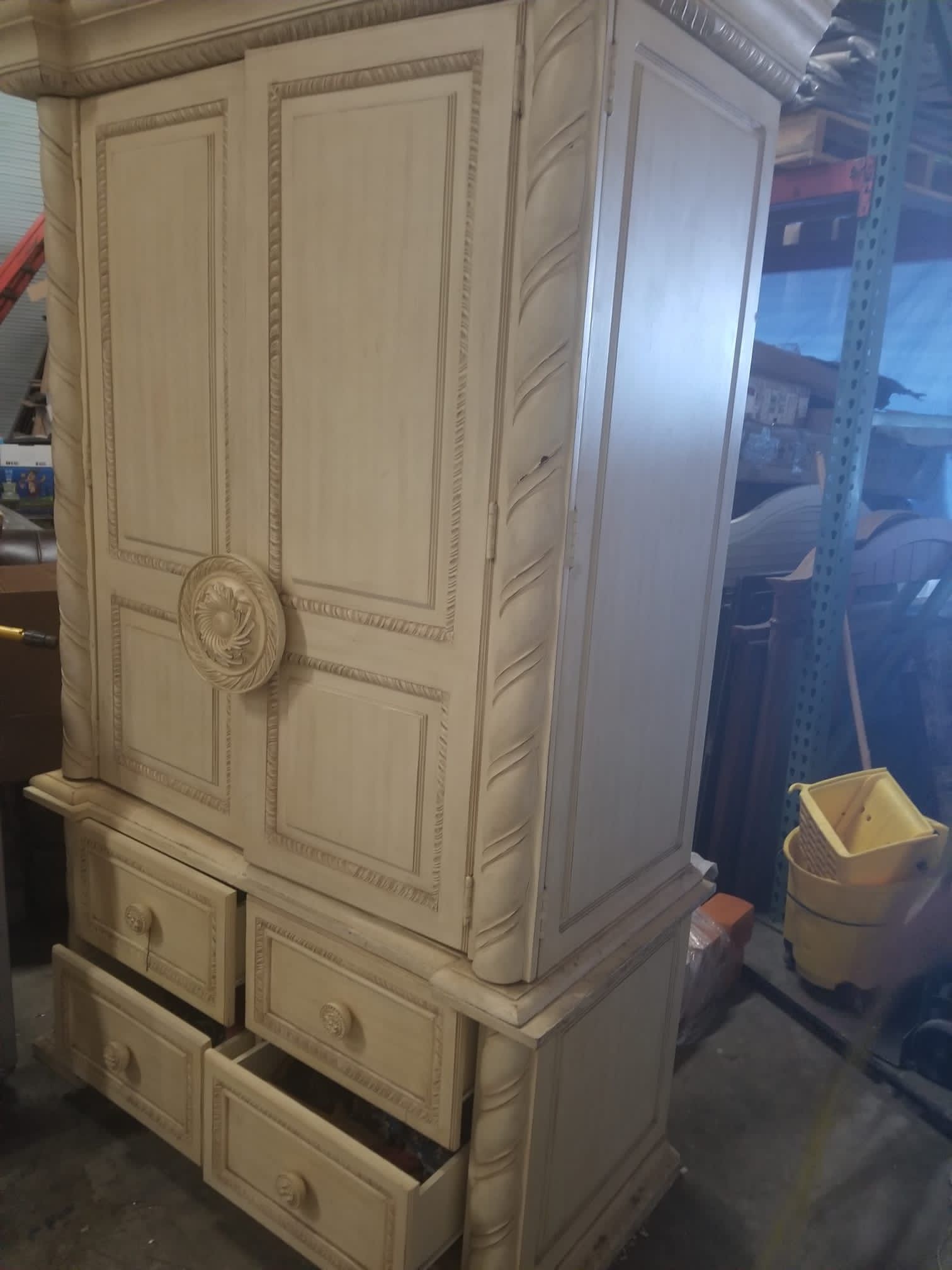 Antique White Armoire 