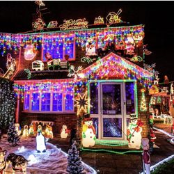 132ft Icicle Lights for Outside, 1280 LED Blue Christmas Lights Outdoor with 240 Twinkle Drops, 8 Modes Plug in Waterproof Timer Memory for Tree Weddi