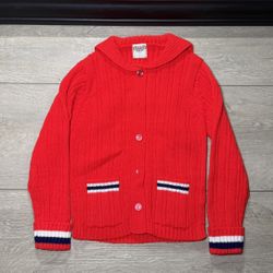 New Vintage 1980s Kids / Toddlers French Toast Striped Cardigan With Cuffs & Hood