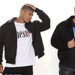 Fashion Nova Men  Sherpa Bomber  Black Jacket