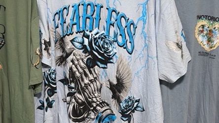 5xl Fearless Light Blue Graphic Tee
