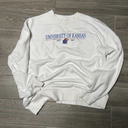 Vintage White crewneck sweatshirt with University of Kansas