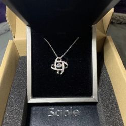 14K white Gold plt. Pulsating Crystal Infinity Love Forever Pendant!!🆕!!