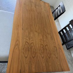 Wood Dinner Table With Four Chairs And Bench 