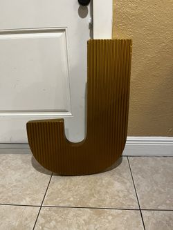 Giant Letter “J” Gold Color 28” Height By 21” Wide By 2” Deep… $25