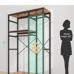 😀 REIBII 16"Dx39.5"Wx71"H Clothing Racks for Hanging Clothes, Heavy Duty Clothes Rack Load 300LBS, Portable Closet Organizer, Metal Wardrobe