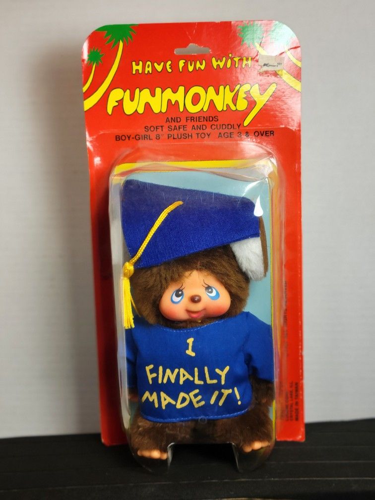 Rare Vintage FunMonkey Toy New In Pkg "Grateful Grad" 1981