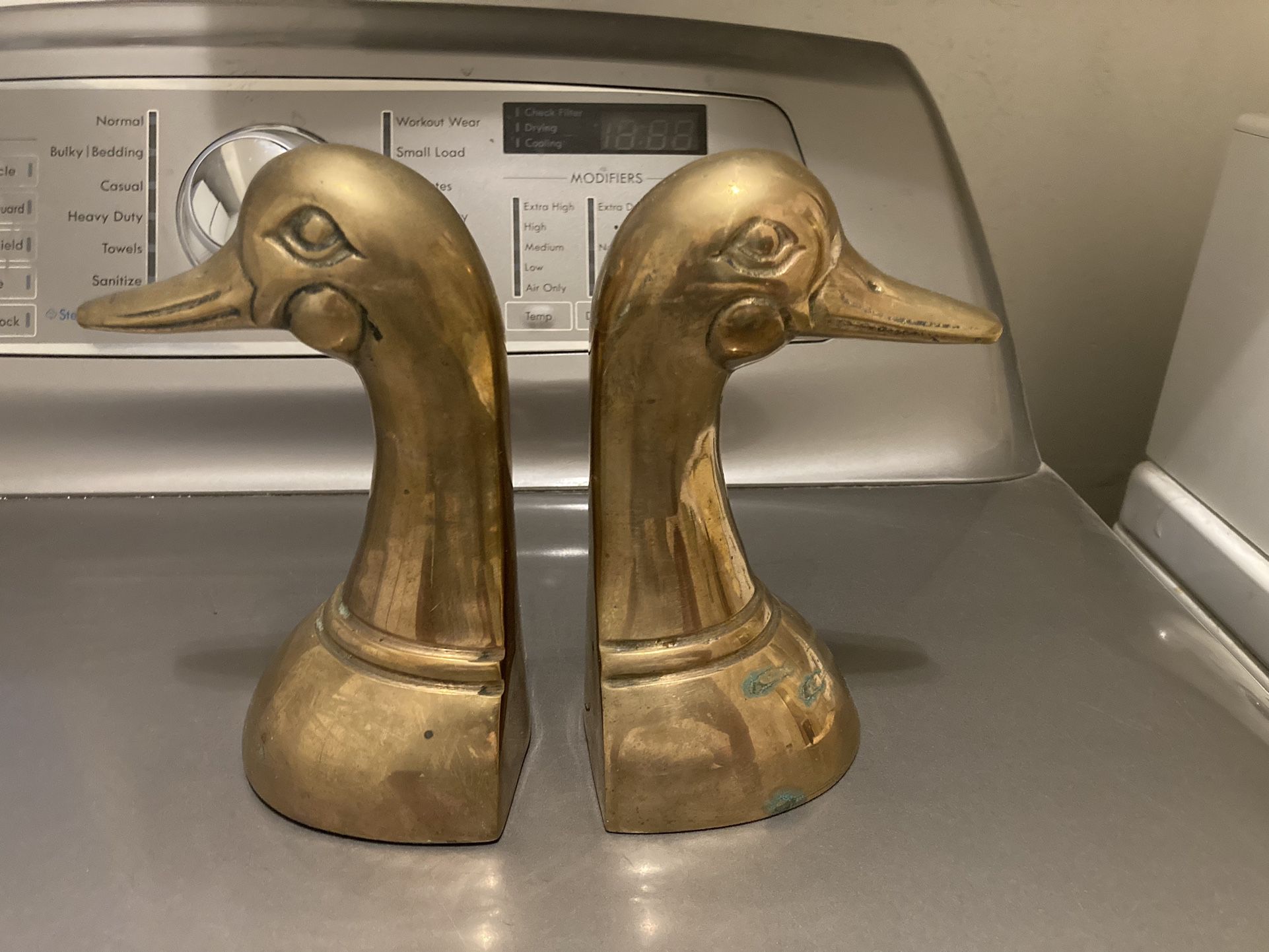 Brass Duck Head Bookends, Vintage, By Leonard 