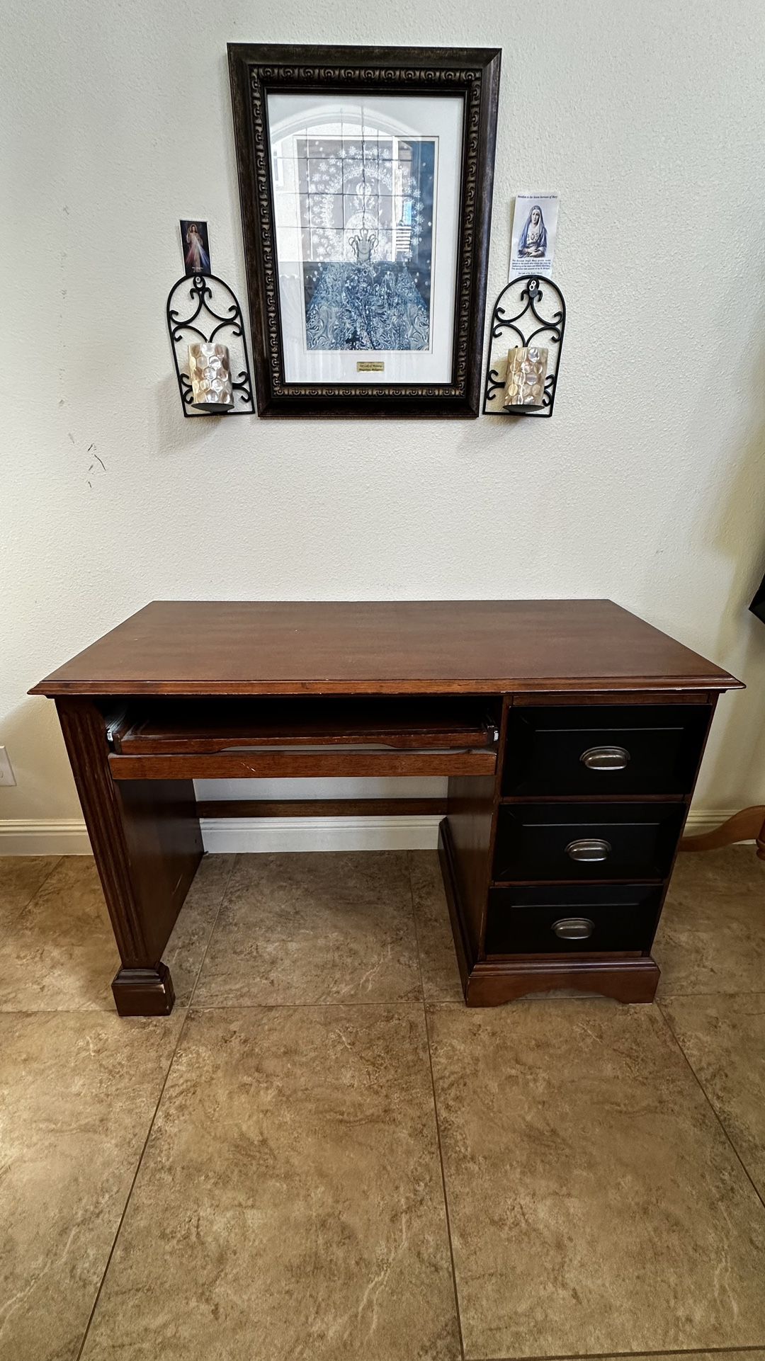 Black Wooden 3-Drawer Desk