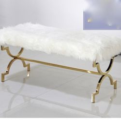 White Faux Fur Bench | New In Box