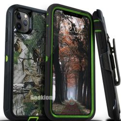 For iPhone 13, IPhone 13 Pro / 13 Pro Max Green Camouflage Case With Belt Clíp 