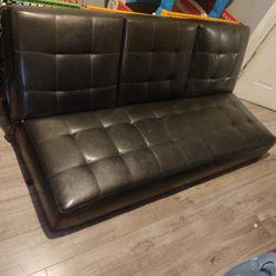 Black Leather Futon/Couch/Bed
