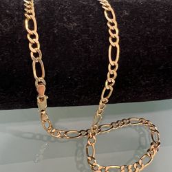 💎 Stunning 10k Yellow Gold 20 Inch Figaro  Necklace