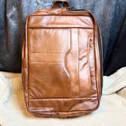 Genuine Leather Convertible Backpack Messenger Bag Brown Lightweight Sling Strap 
