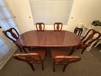 Solid Wood Vintage Dining Table & 6 Chairs