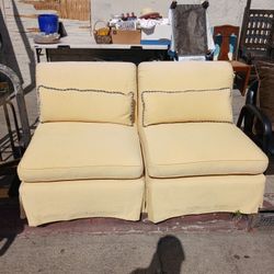 pair of vintage yellow armless chairs $40 Each