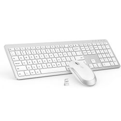 Wireless Keyboard and Mouse Combo - Full Size Slim Thin Wireless Keyboard Mouse with Numeric Keypad 