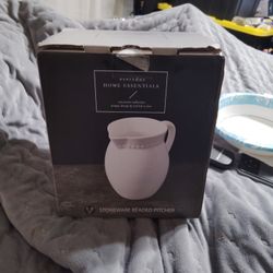 Stoneware Beaded Pitcher