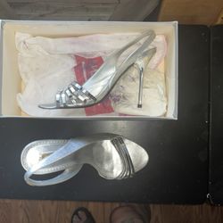 Silver & Rhinestone Heeled Sandals